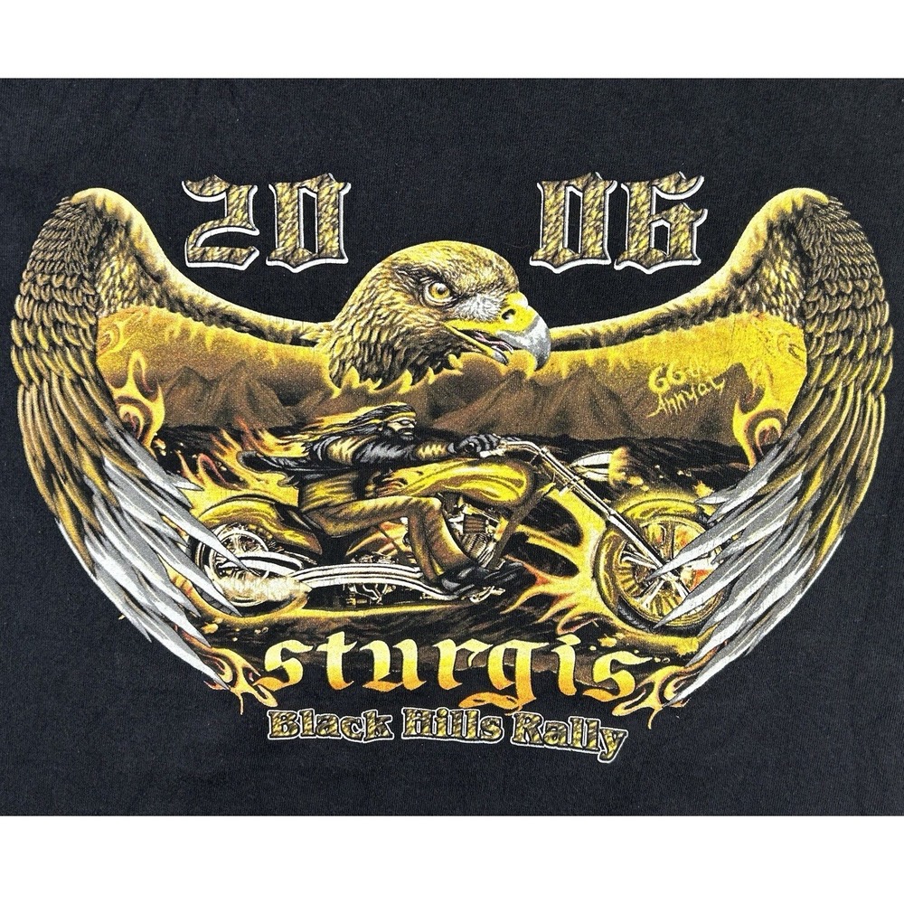 Sturgis Motorcycle Classic Rally 2006 Short Sleeve Black T-Shirt XL Black Hills
